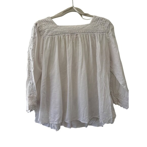 Anthropologie Vanessa Virginia Collaged Lace Ivory Top Embroidered Womens XS - Picture 7 of 15
